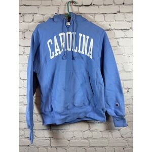 Champion Carolina Hoodie Reverse Weave Sweatshirt Pullover Blue‎ SMALL